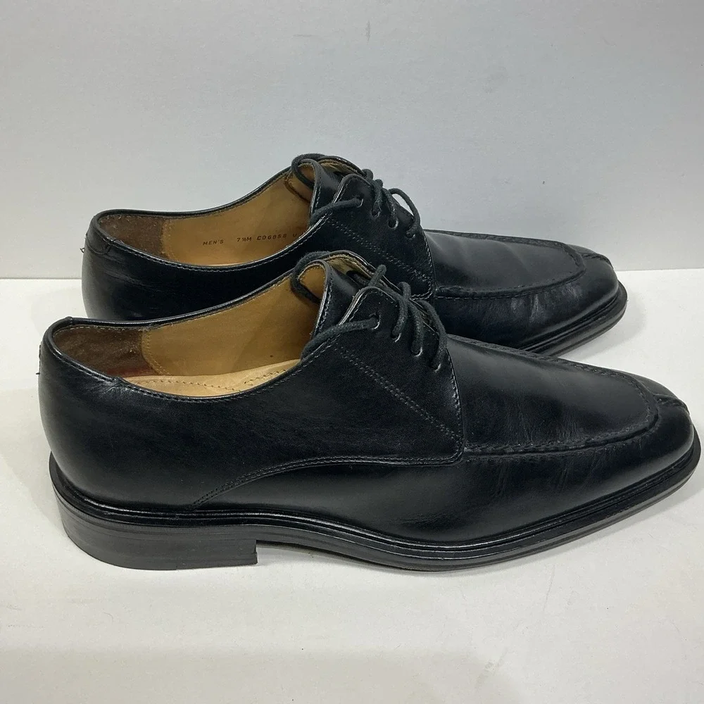 Cole Haan Lenox Hill Mens Sz‎ 7 1/2 M Split Toe Oxford Black Leather Dress Shoes